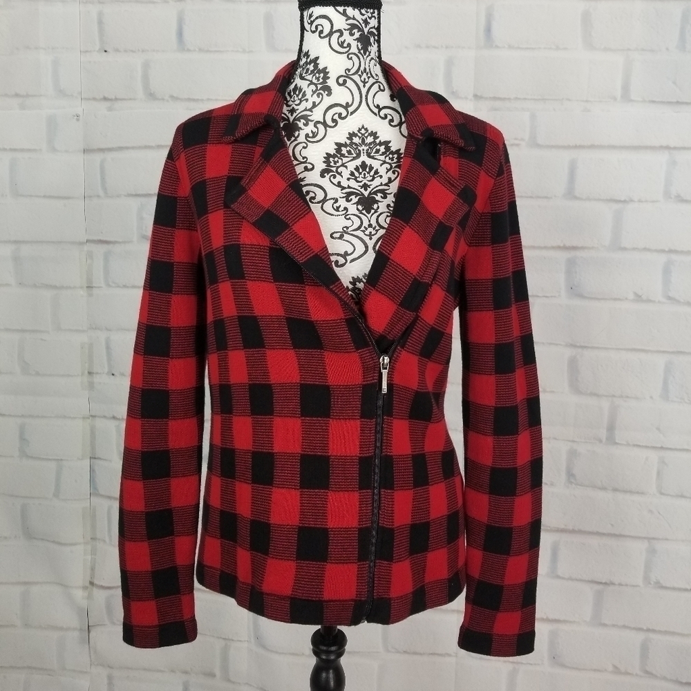 Chaps size medium zip front stretch knit jacket